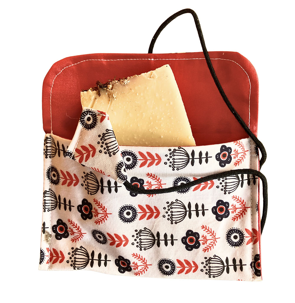 Pochette à savon coton Bio- beige fleuri-Savons bio-Savonnerie KAEA