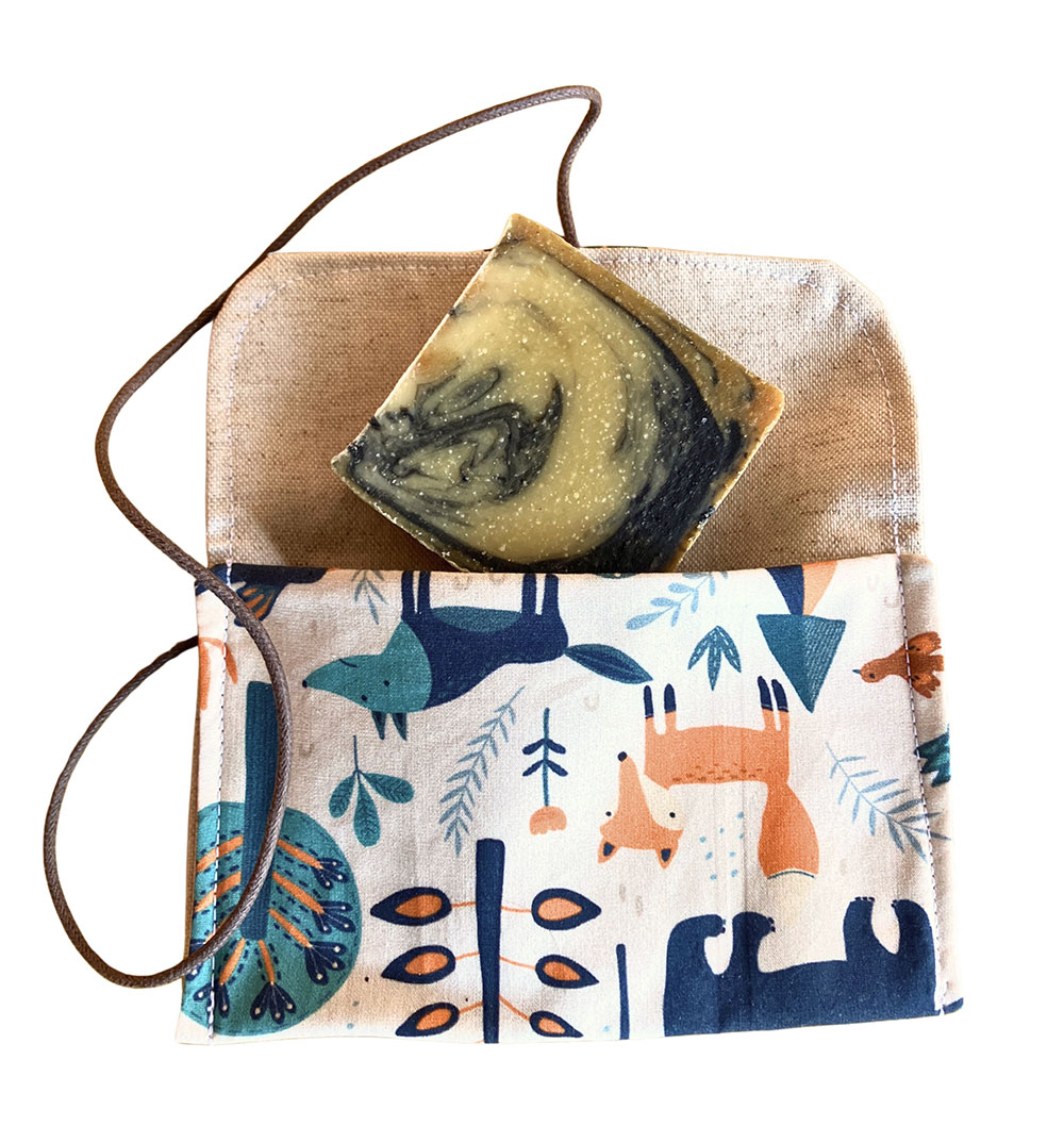 Pochette à savon coton Bio- blanc renard-Savons bio-Savonnerie KAEA